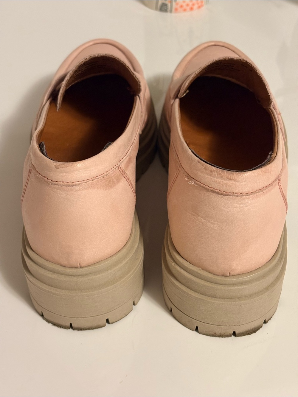 Miz Mooz Blush Pink Leather Platform Penny Loafers - Picture 4 of 8
